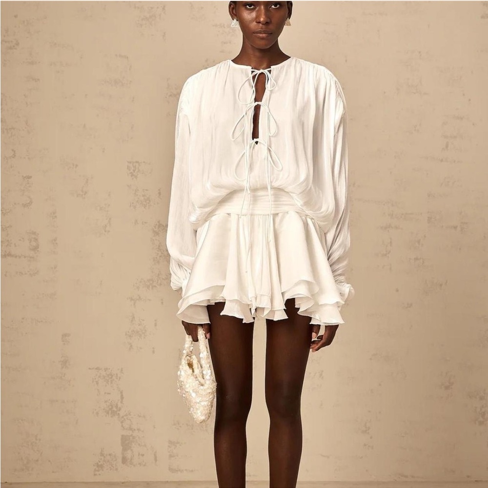 Elegant White Ruffled Dress From Miss Rosier